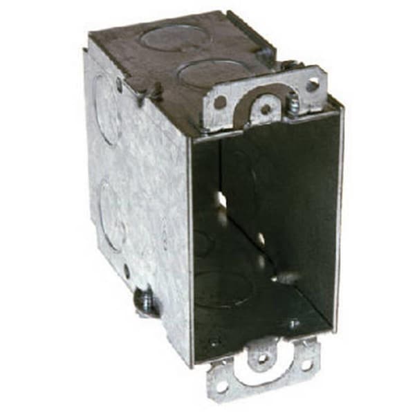 Electrical Box, 18 cu in, Switch Box Type, 1 Gang, Steel, Rectangular Shape